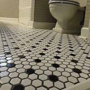 Hive Hexagon White mosaic tiles in bathroom