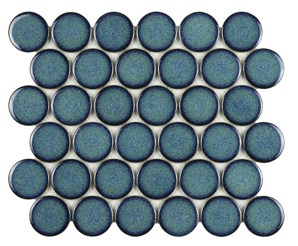 Teal Rounded Square Penny Round Teal 'Cookie' Mosaic - Love Mosaic